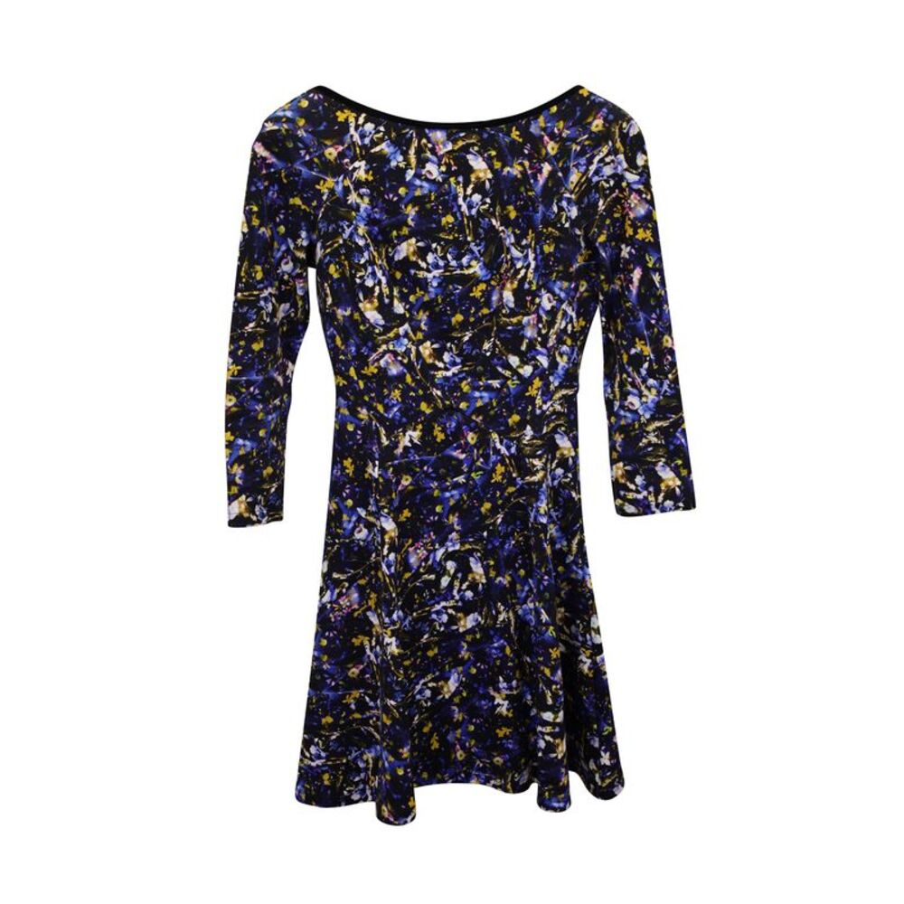 Erdem Vivi Floral Printed Scoop Back Mini Dress in Multicolor Cotton
